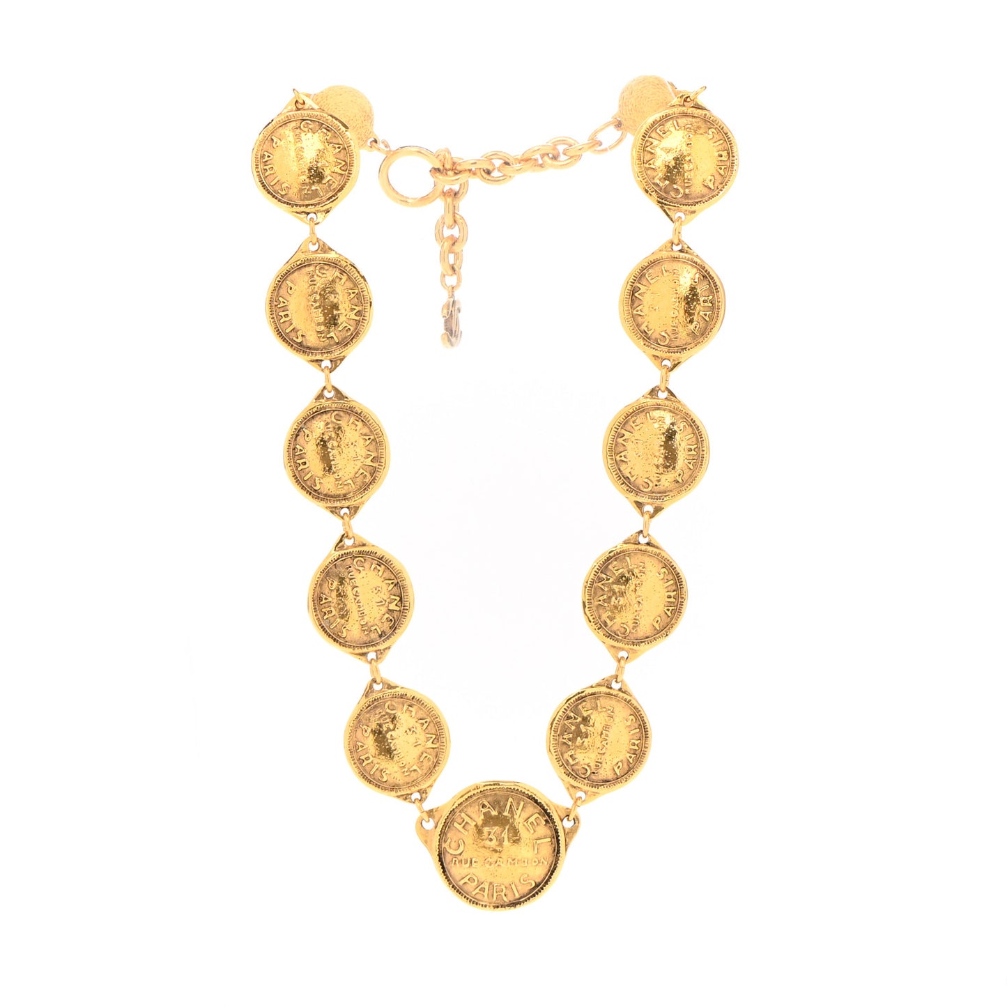 Metal CC Medallion Necklace Gold