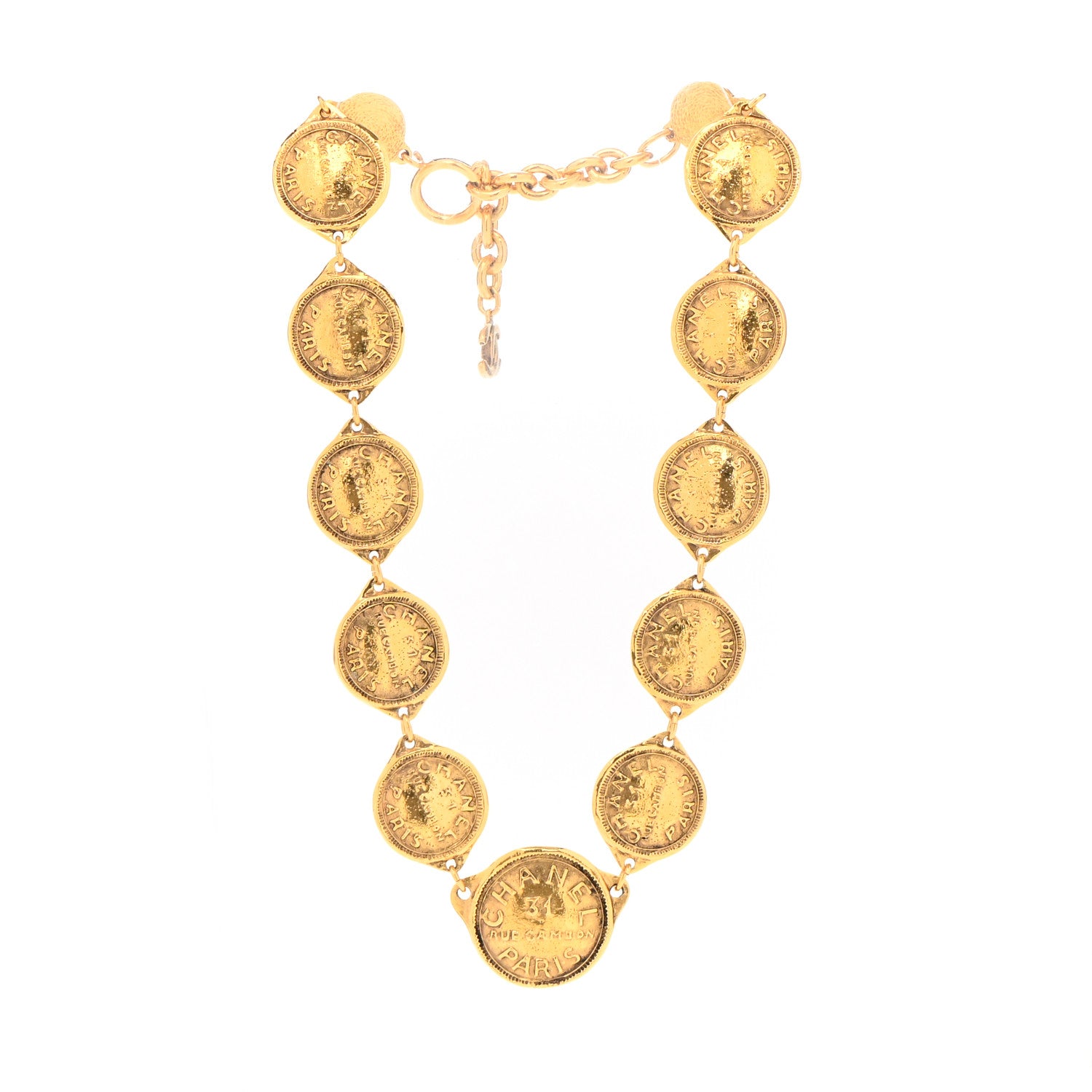 Chanel Metal CC Medallion Necklace Gold 3 of 7