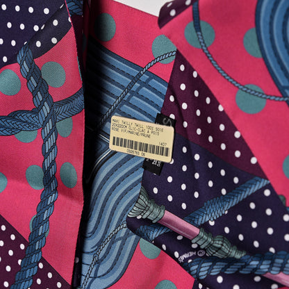 Hermes Silk Clic Clac a Pois Maxi Twilly Rose Vif Marine Prune 3 of 4