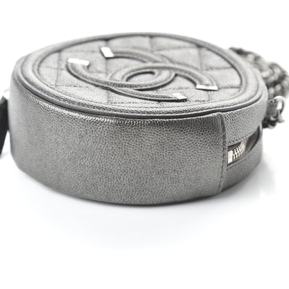 Chanel Metallic Caviar Quilted Round Filigree Crossbody Dark Silver 7 of 11