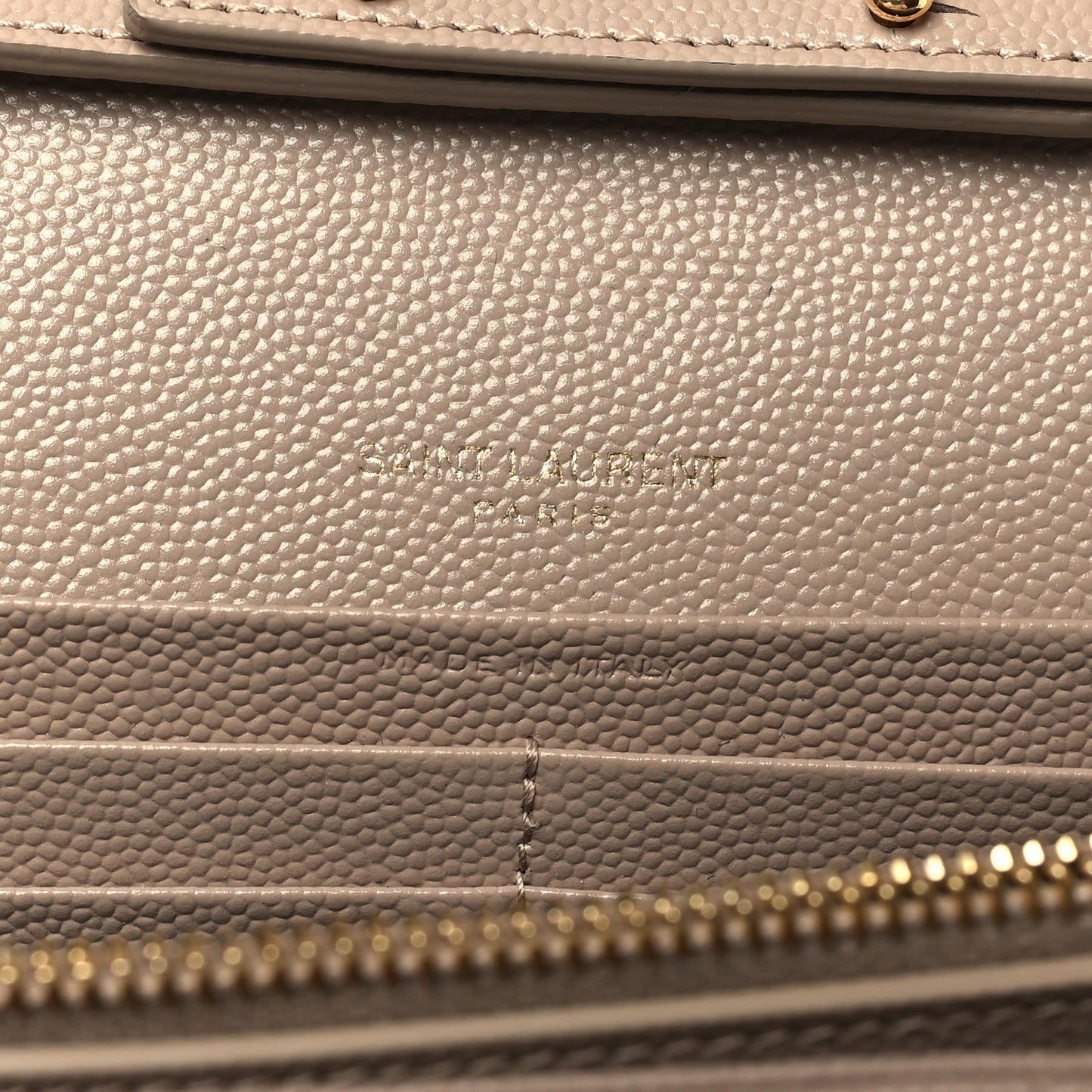 Grain De Poudre Matelasse Chevron Monogram Chain Wallet Dark Beige