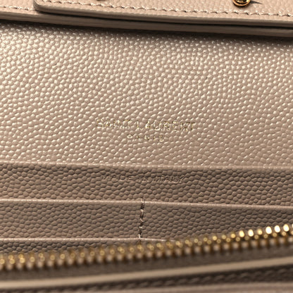 Saint Laurent Grain De Poudre Matelasse Chevron Monogram Chain Wallet Dark Beige 6 of 10