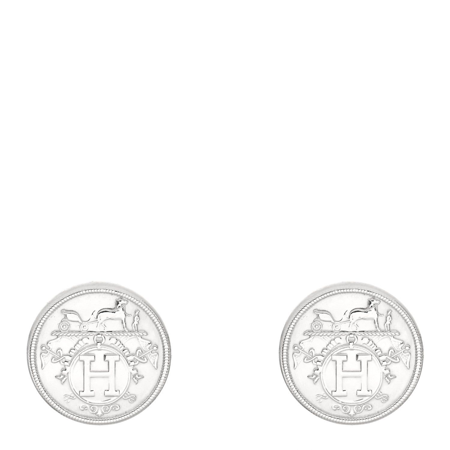 Hermes Sterling Silver TPM Ex-Libris Earrings 1 of 4