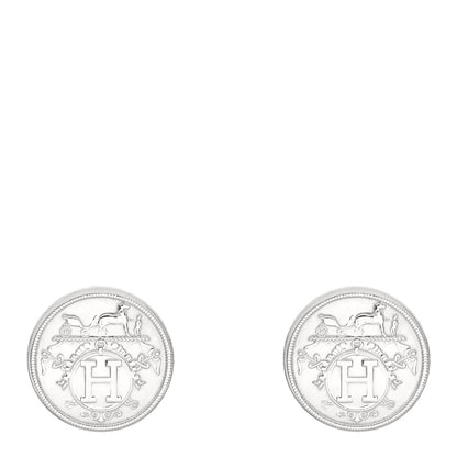 Hermes Sterling Silver TPM Ex-Libris Earrings 1 of 4
