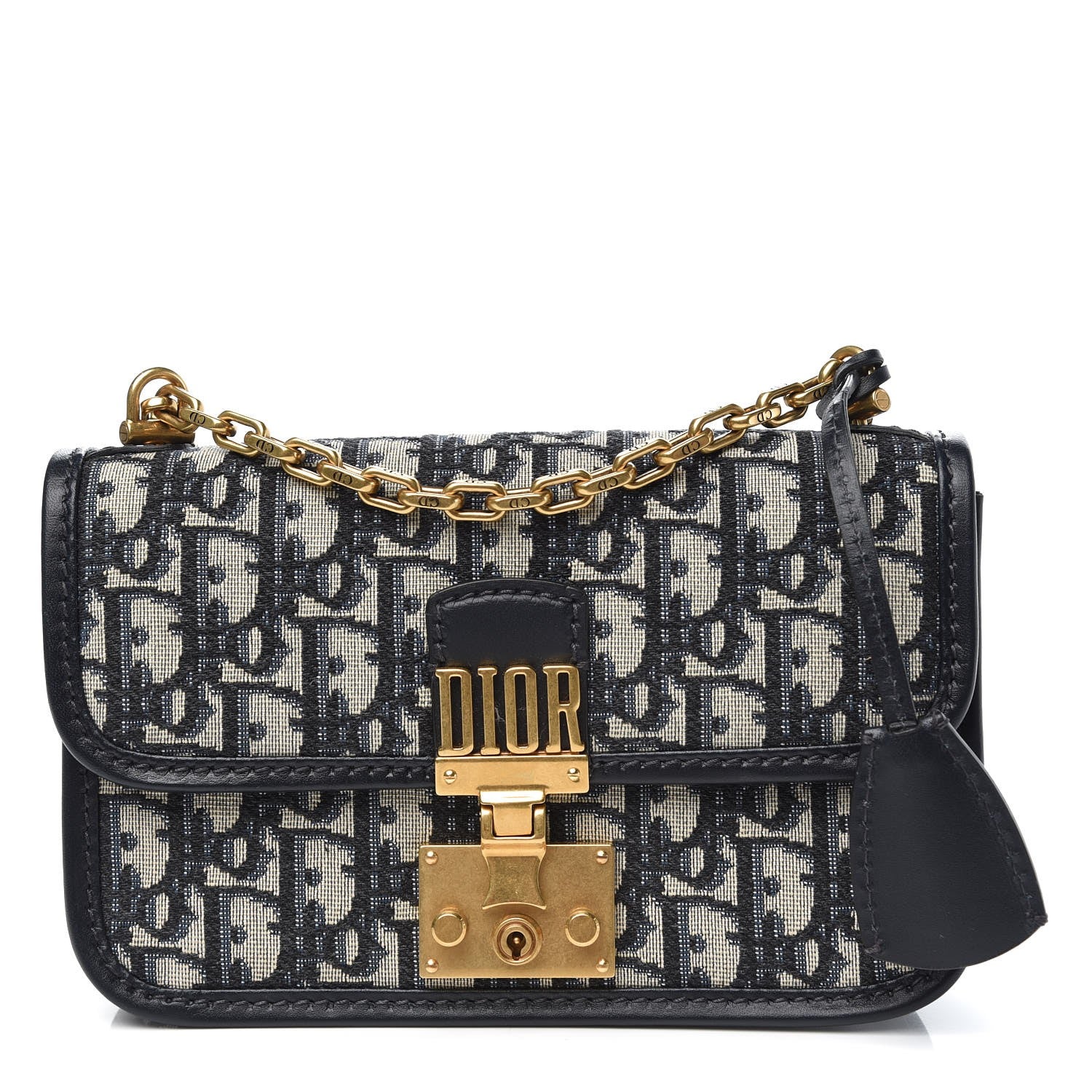 Christian Dior Oblique Small DiorAddict Flap Bag Navy Blue 1 of 8