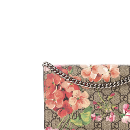 Gucci GG Supreme Monogram Blooms Chain Wallet Beige Multicolor Dry Rose 9 of 9