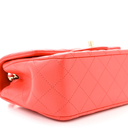 Chanel Lambskin Quilted Mini Rectangular Flap Coral 9 of 11