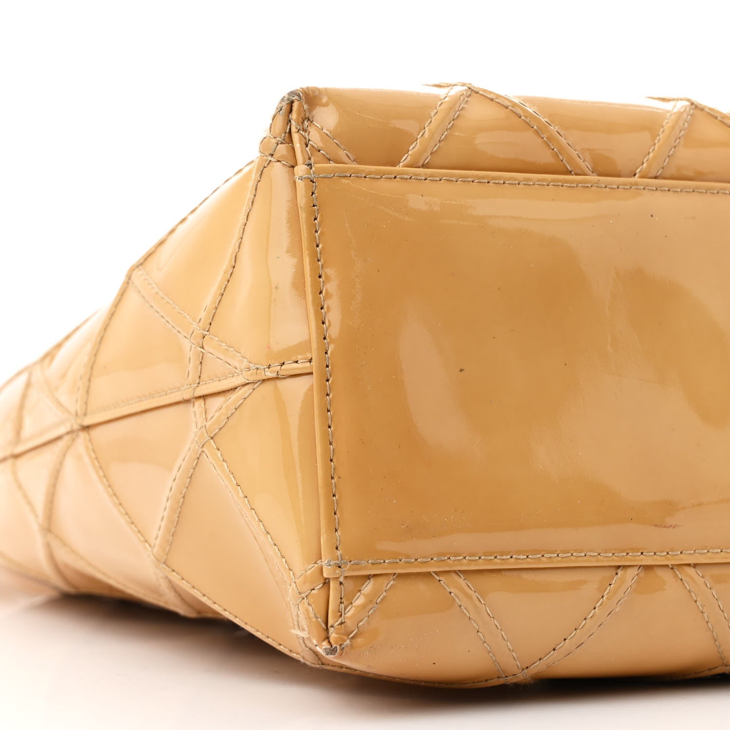 Chanel Patent Quilted Shoulder Bag Beige 11 of 13