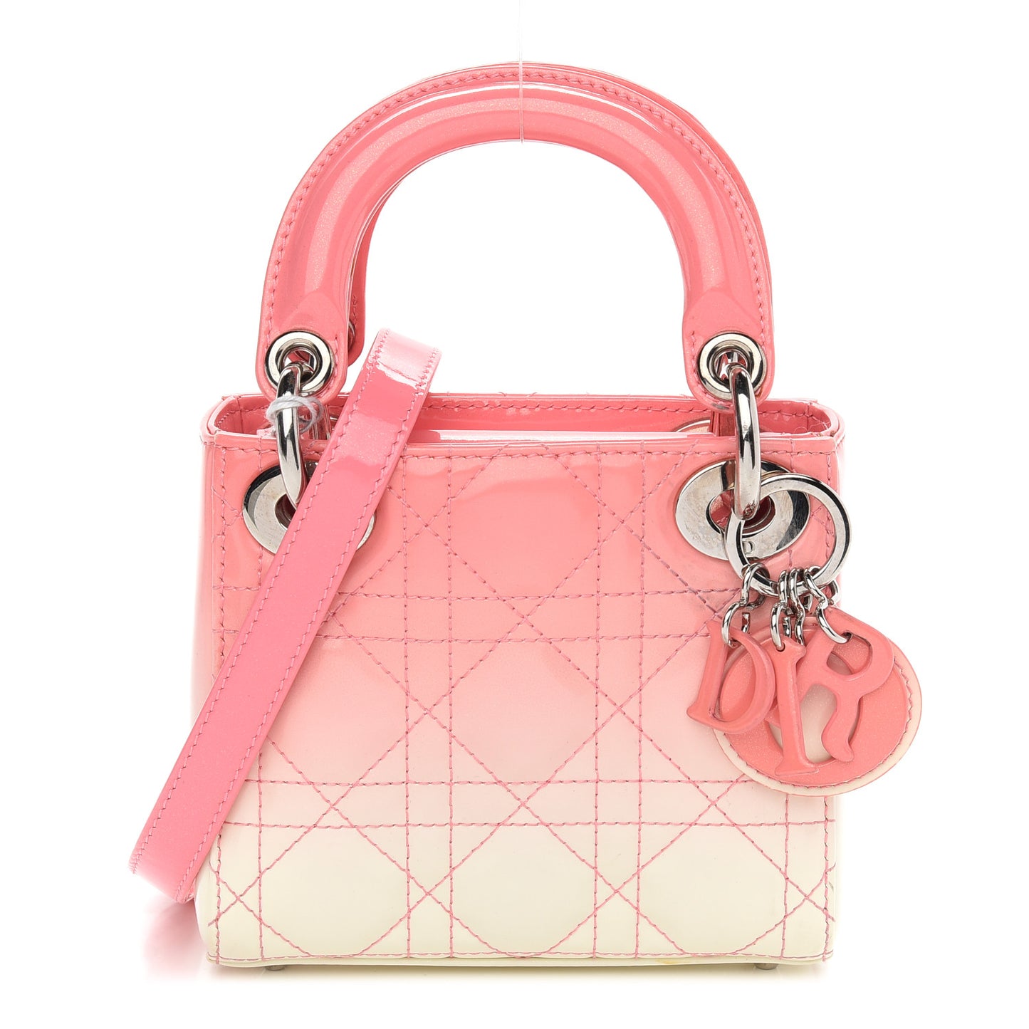 Patent Cannage Gradient Nano Lady Dior Pink White
