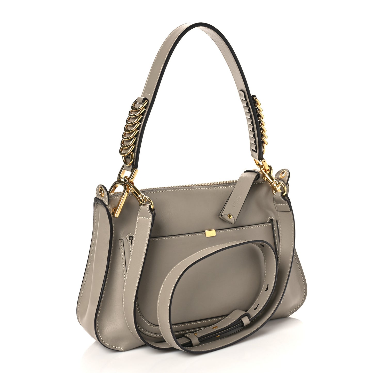 Calfskin Medium Marcie Saddle Shoulder Bag Motty Grey