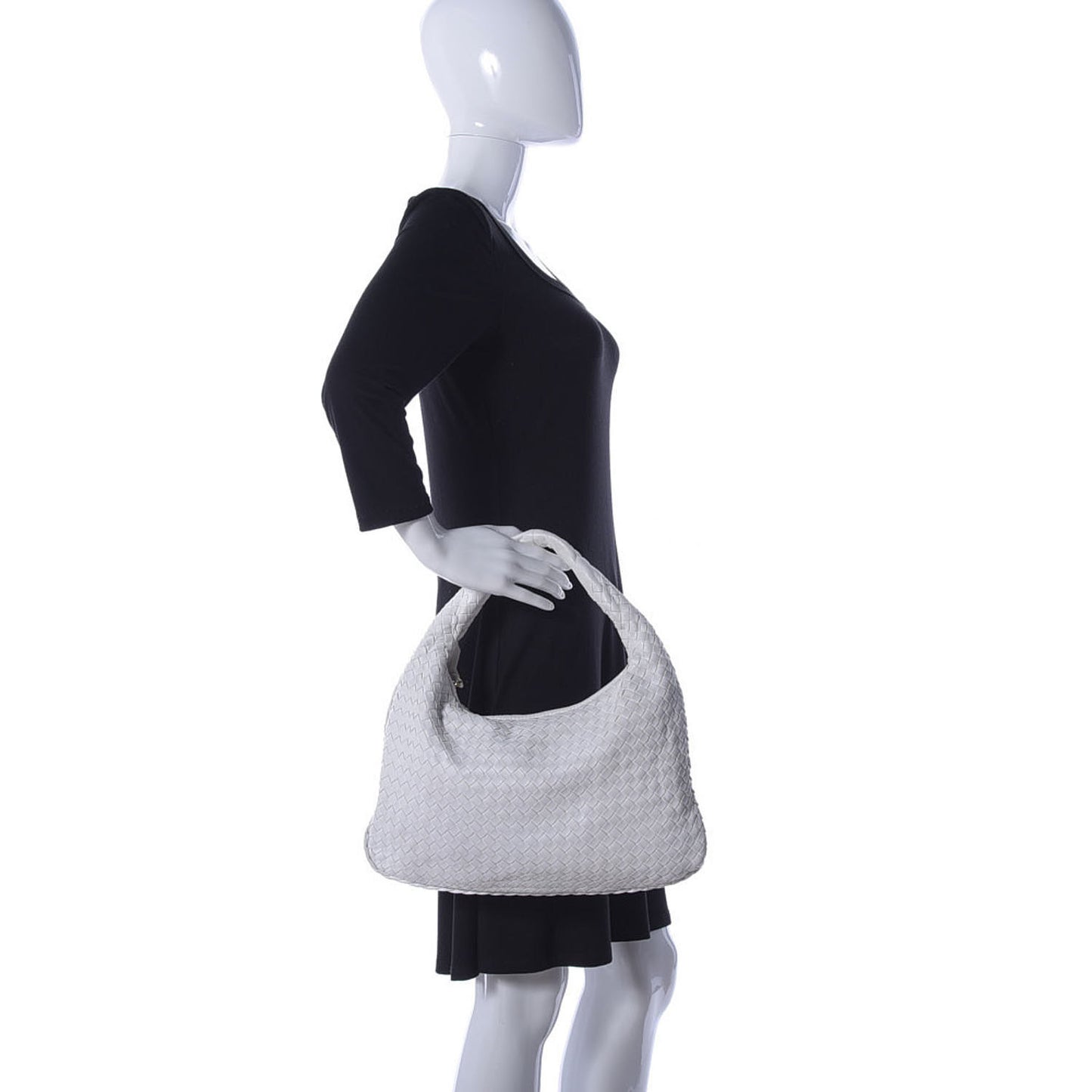 Nappa Intrecciato Medium Veneta Hobo White