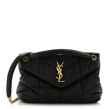 Saint Laurent Lambskin Quilted Small Loulou Puffer Monogram Chain Satchel Black 1 of 13