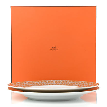Hermes Porcelain Mosaique Au 24 Gold Dinner Plate Set of 2 10 of 10