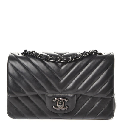 Chanel Lambskin Chevron Quilted Mini Rectangular Flap So Black 1 of 8