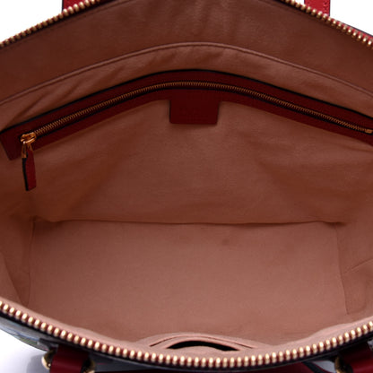 Gucci GG Supreme Monogram Blooms Medium Zippered Bucket Tote Beige Blue Navy Hibiscus Red 5 of 11