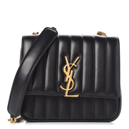 Saint Laurent Lambskin Matelasse Monogram Medium Vicky Chain Bag Black 1 of 10