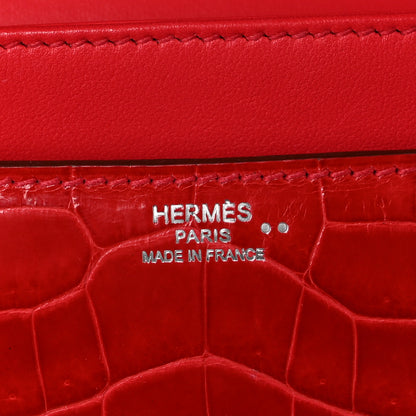 Hermes Shiny Niloticus Crocodile Constance Elan 25 Rouge Casaque 6 of 9