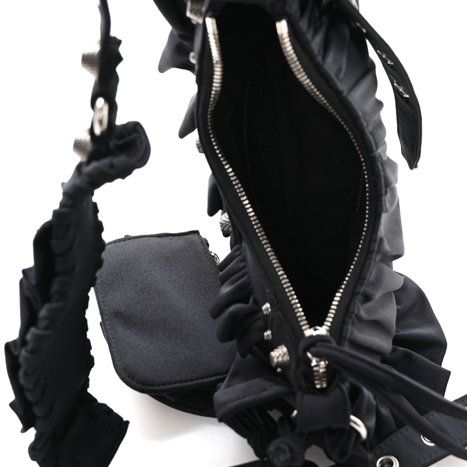 Balenciaga Ruffled Jersey Le Cagole Shoulder Bag XS Black 6 of 11