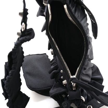 Balenciaga Ruffled Jersey Le Cagole Shoulder Bag XS Black 6 of 11