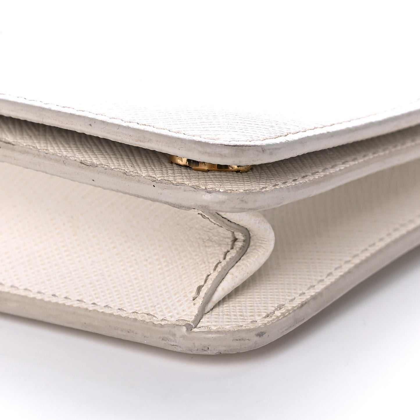 Saffiano Shine Monochrome Mini Flap Crossbody Wristlet Bag Bianco