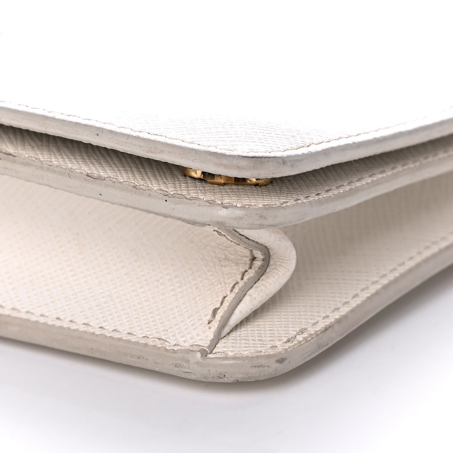 Prada Saffiano Shine Monochrome Mini Flap Crossbody Wristlet Bag Bianco 9 of 20