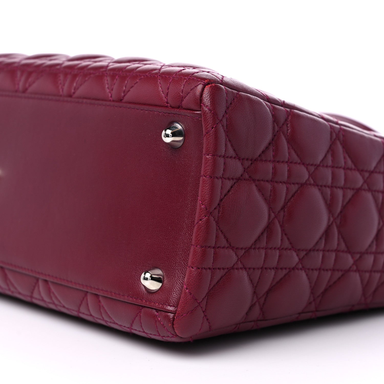 Christian Dior Lambskin Cannage Large Lady Dior Burgundy 9 of 10
