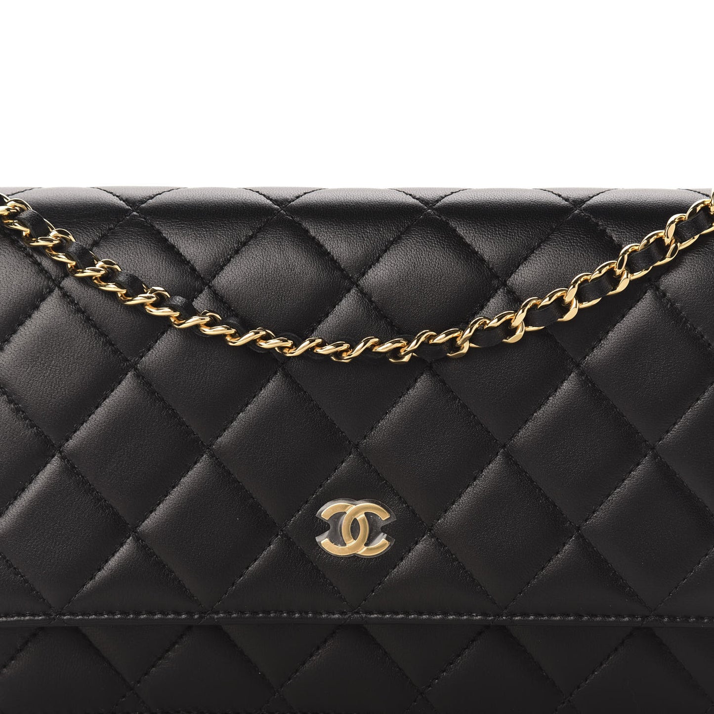 Lambskin Quilted Wallet On Chain WOC Black