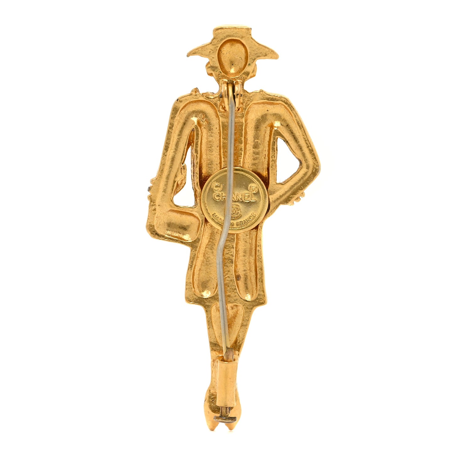 Coco Chanel Figurine Pin Brooch Gold
