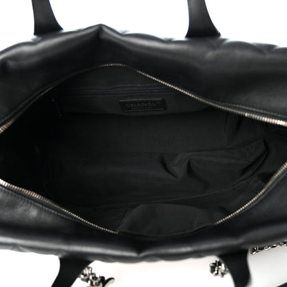 Chanel Calfskin Quilted Feather Weight Bowling Bag Black 5 of 11