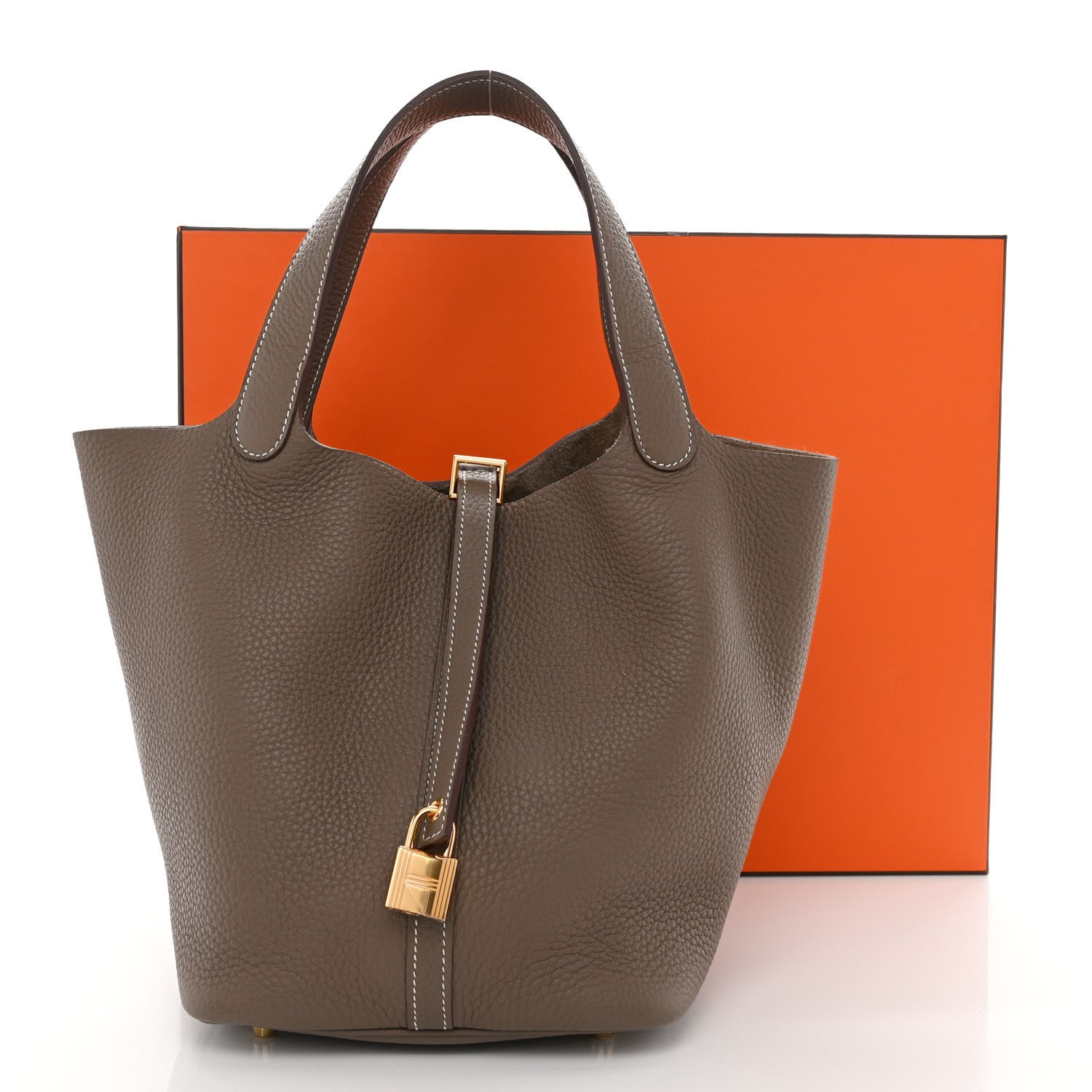 Hermes Taurillon Clemence Picotin Lock 22 MM Etoupe 12 of 12
