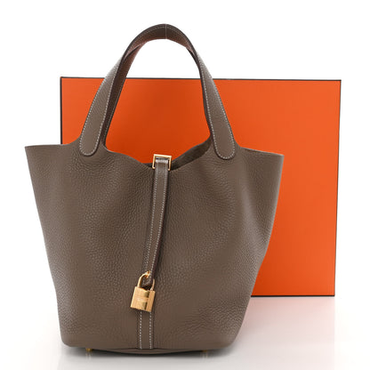 Hermes Taurillon Clemence Picotin Lock 22 MM Etoupe 12 of 12