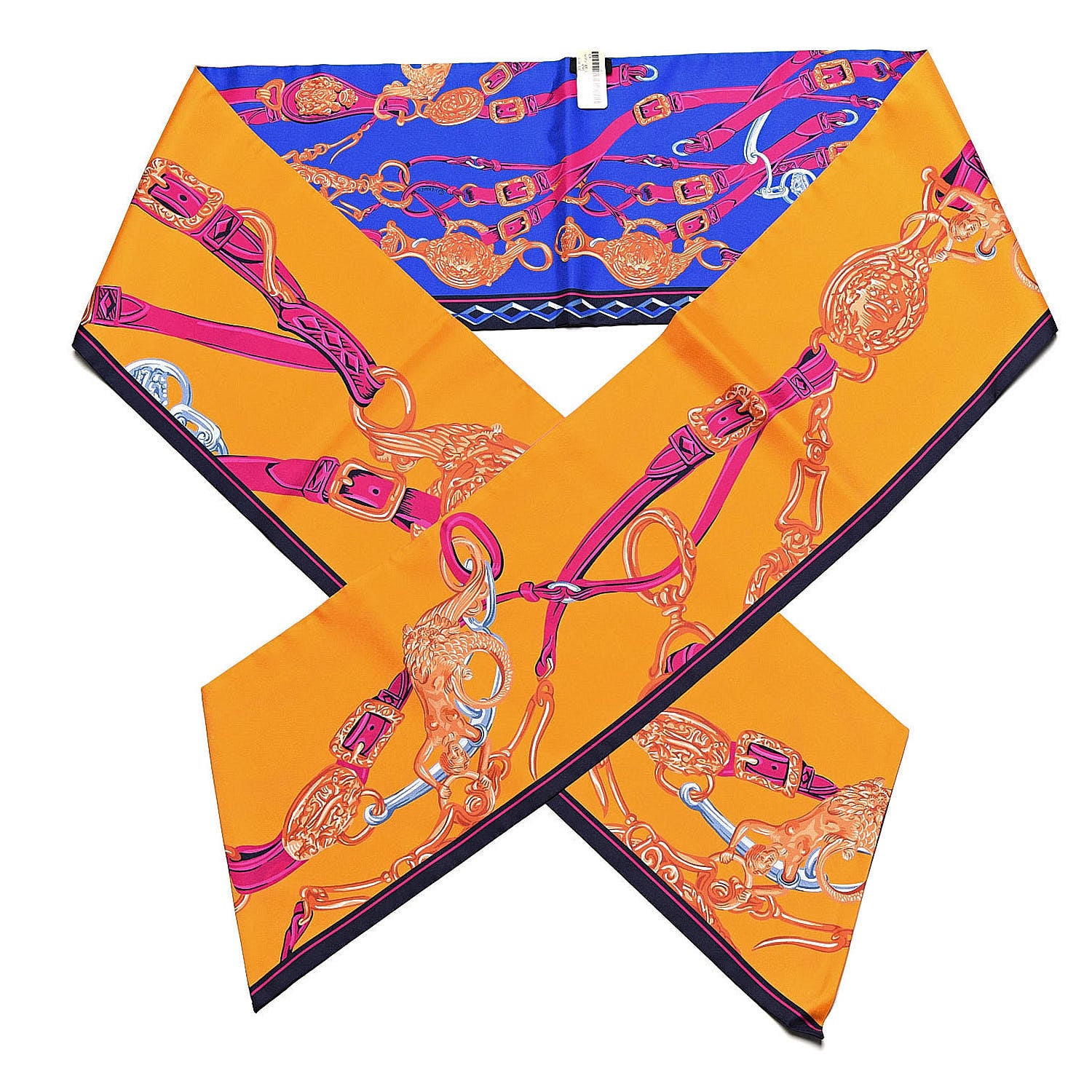 Hermes Silk Brides De Gala Maxi Twilly Orange Bleu Electrique Fuchsia 1 of 5