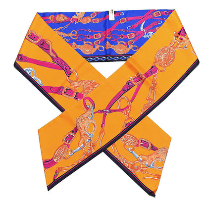 Hermes Silk Brides De Gala Maxi Twilly Orange Bleu Electrique Fuchsia 1 of 5