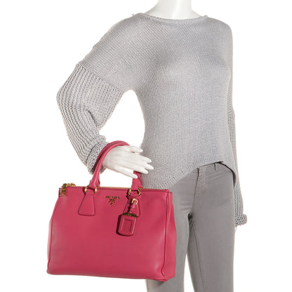 Prada Vitello Daino Large Double Zip Tote Peonia 2 of 10