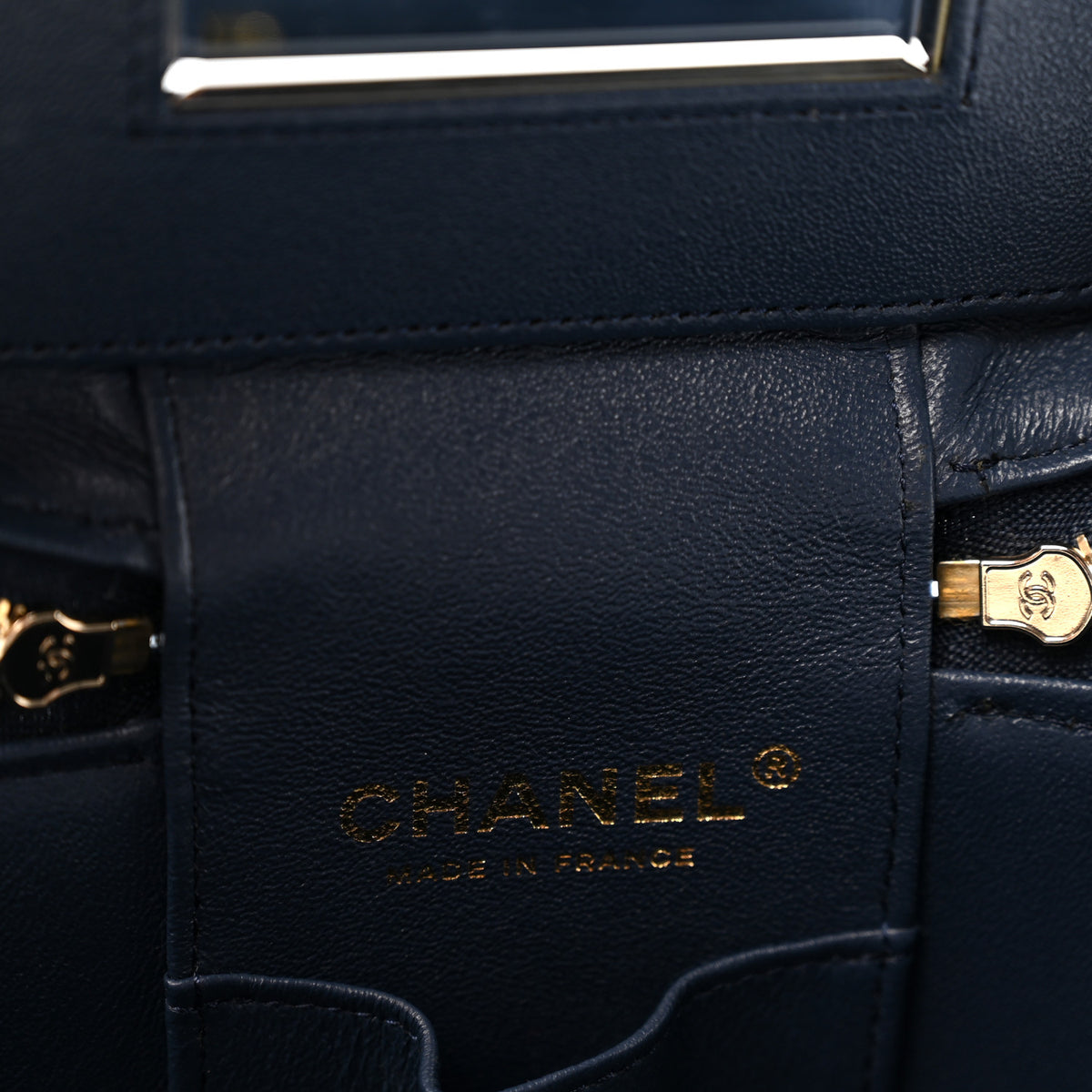 Chanel Caviar Quilted Small Top Handle Vanity Case With Chain Navy Blue 6 of 11