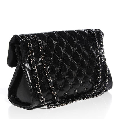 Chanel Glazed Crackled Calfskin Studded Mademoiselle Flap Black 3 of 8