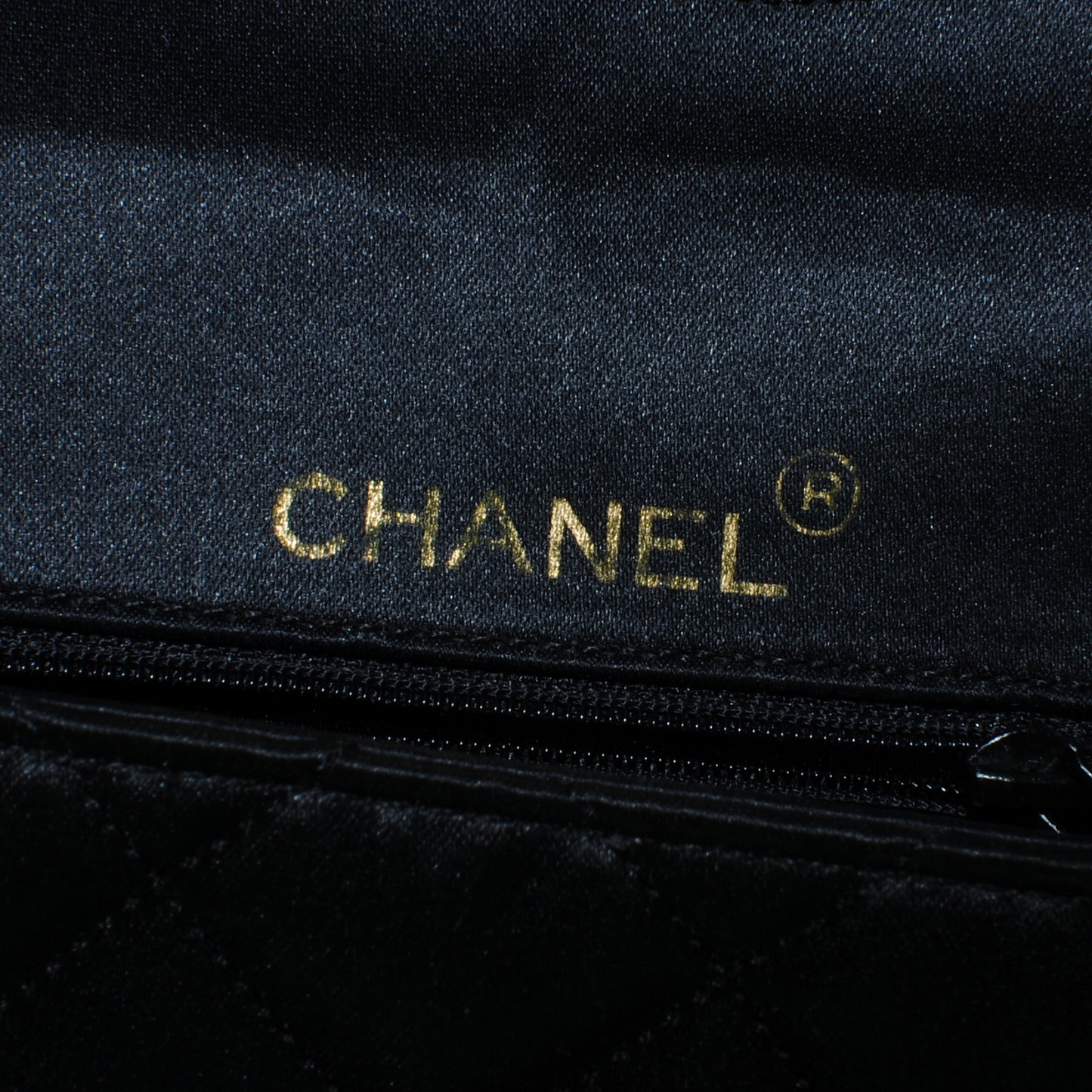 Satin Quilted Mini Flap Black Gold