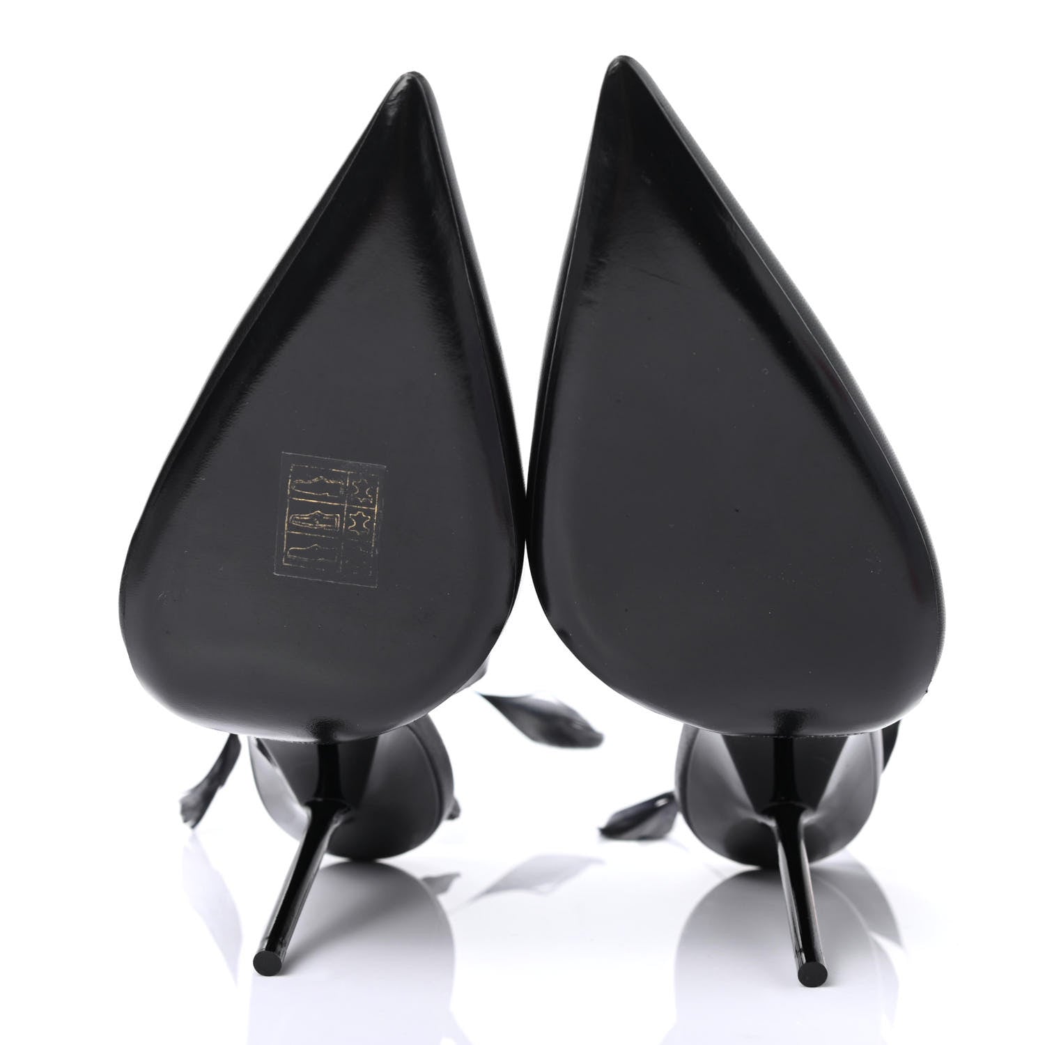 Saint Laurent Calfskin Tripon Feather Mansour 105 Slingback Pumps 36 Black 3 of 4