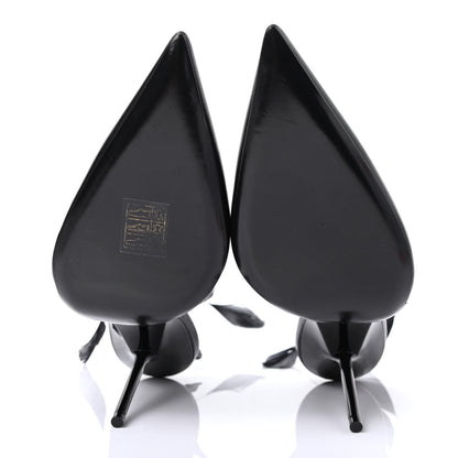Saint Laurent Calfskin Tripon Feather Mansour 105 Slingback Pumps 36 Black 3 of 4