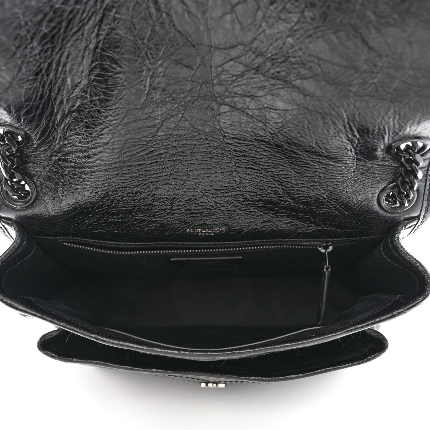 Saint Laurent Crinkled Calfskin Matelasse Monogram Medium Niki Chain Satchel Black 5 of 10