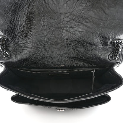 Saint Laurent Crinkled Calfskin Matelasse Monogram Medium Niki Chain Satchel Black 5 of 10