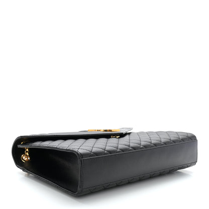 Saint Laurent Grain De Poudre Textured Mixed Matelasse Large Triquilt Monogram Satchel Black 4 of 11