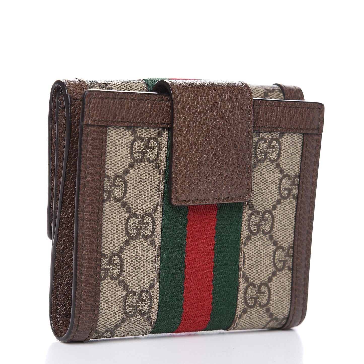 GG Supreme Monogram Web Ophidia French Flap Wallet Beige New Acero