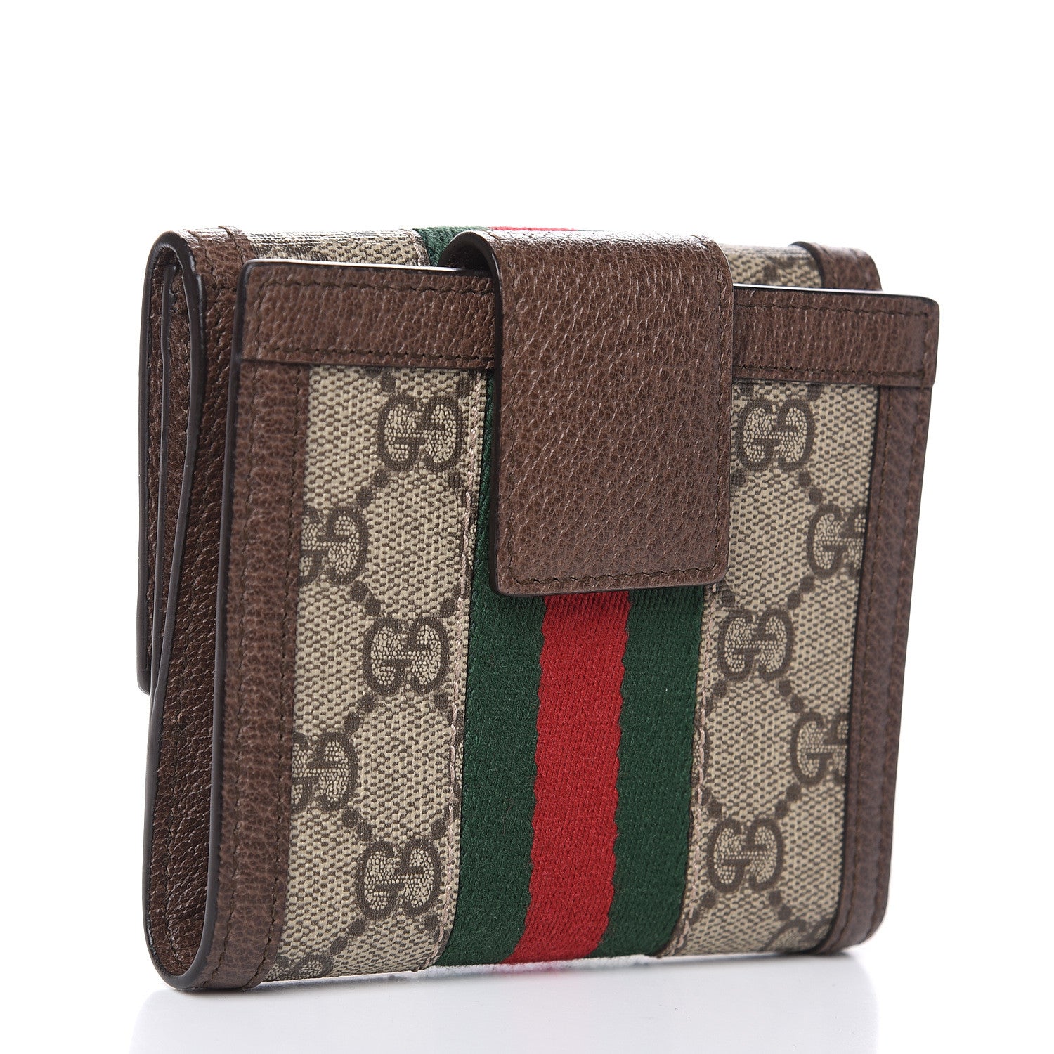 Gucci GG Supreme Monogram Web Ophidia French Flap Wallet Beige New Acero 3 of 7