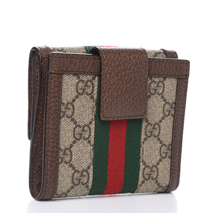 Gucci GG Supreme Monogram Web Ophidia French Flap Wallet Beige New Acero 3 of 7