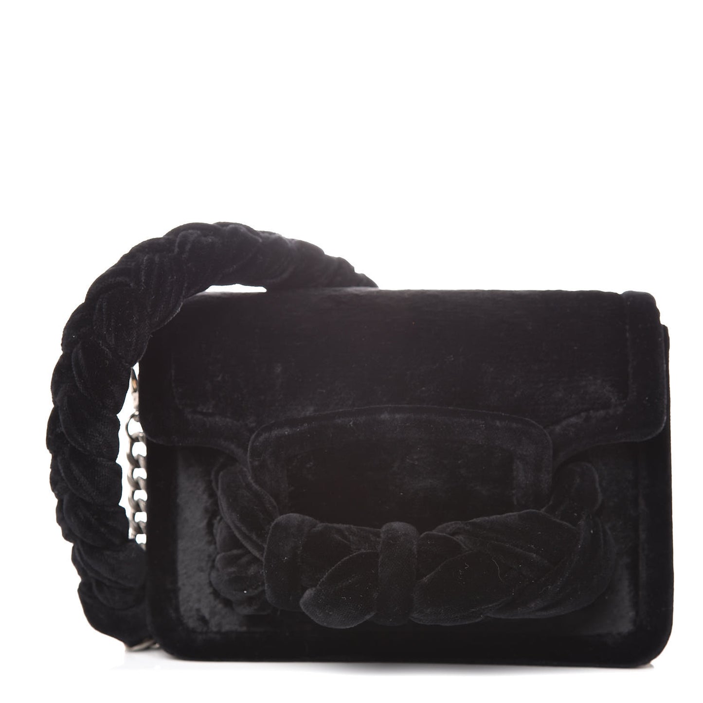 Velluto Froisse Tresse Shoulder Bag Black