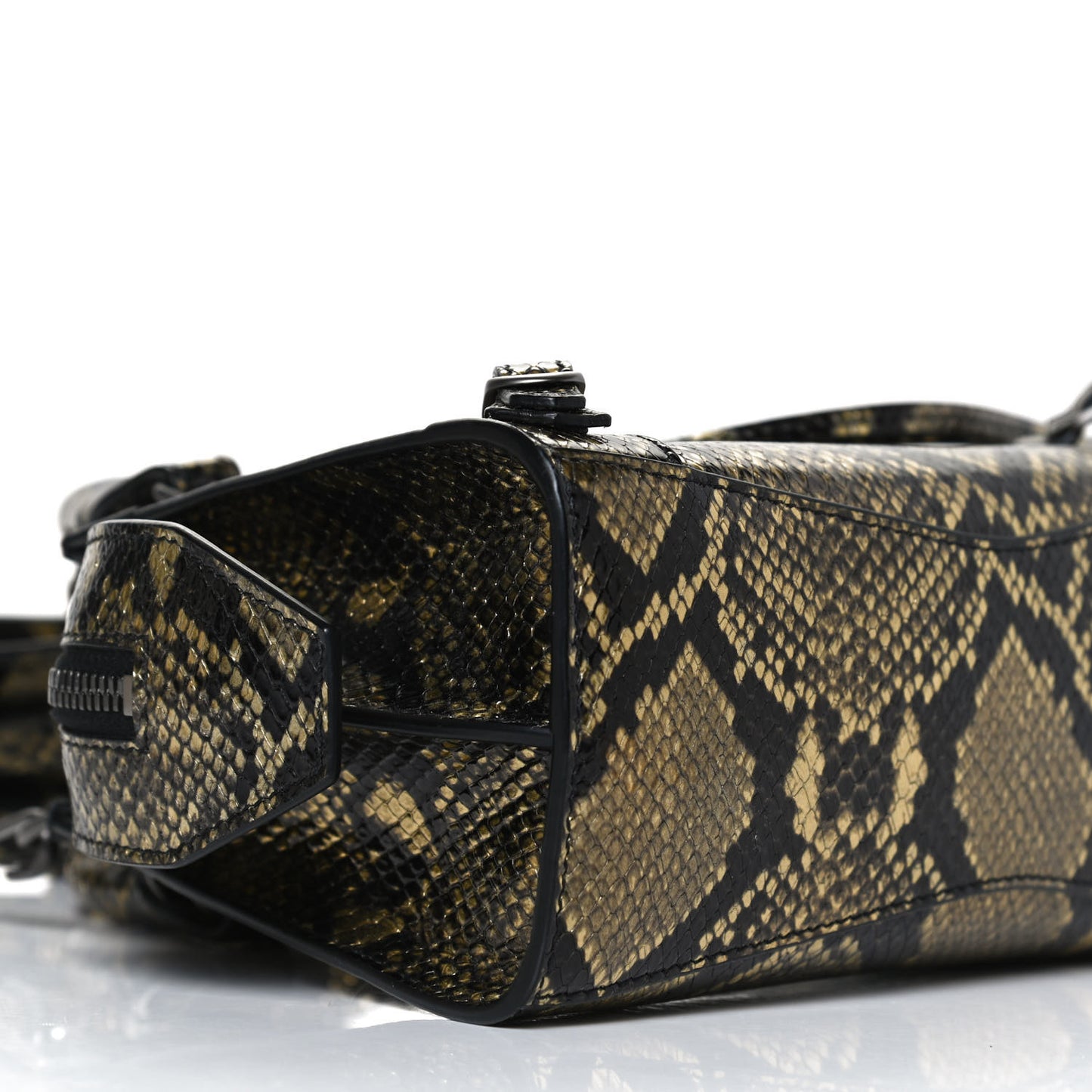 Grained Calfskin Snake Effect Neo Classic Silver Hardware Mini City Gold Black