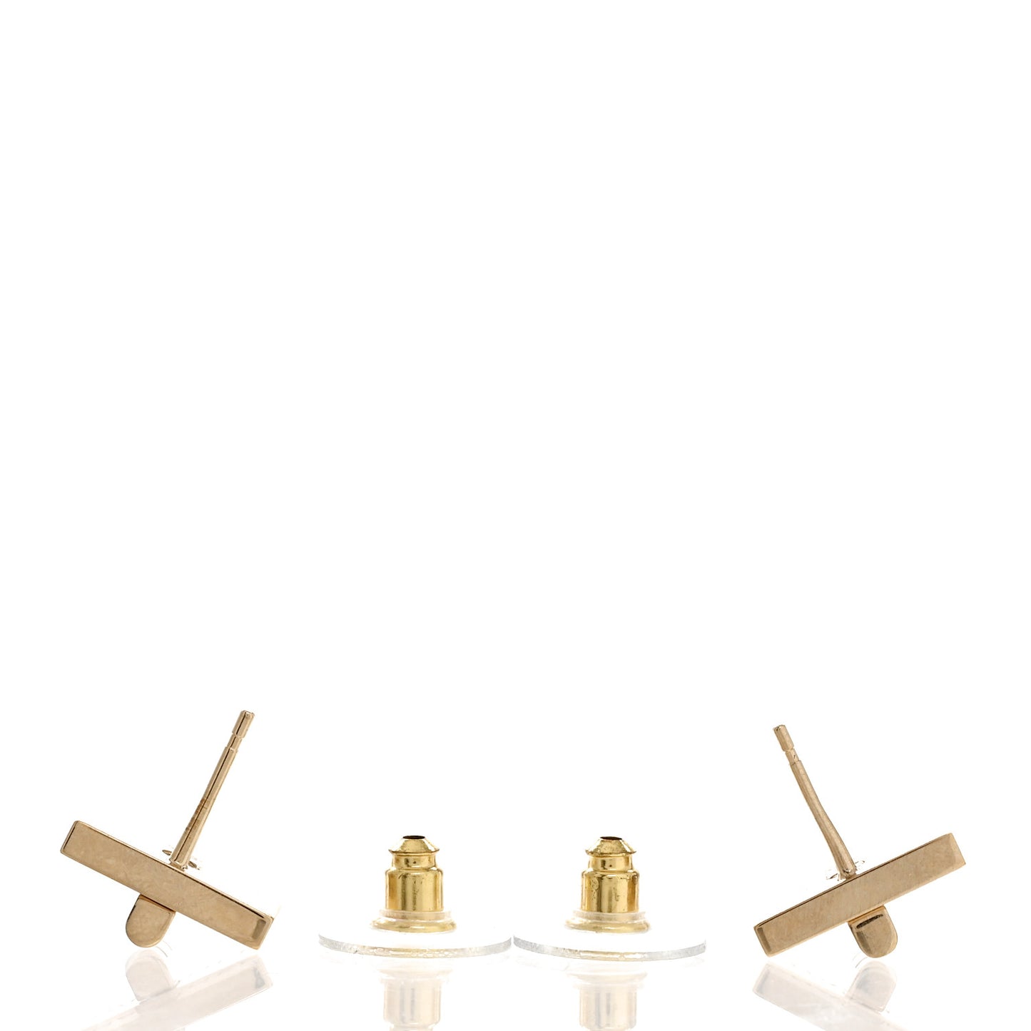 Metal 2.55 Logo Plate Earrings Gold