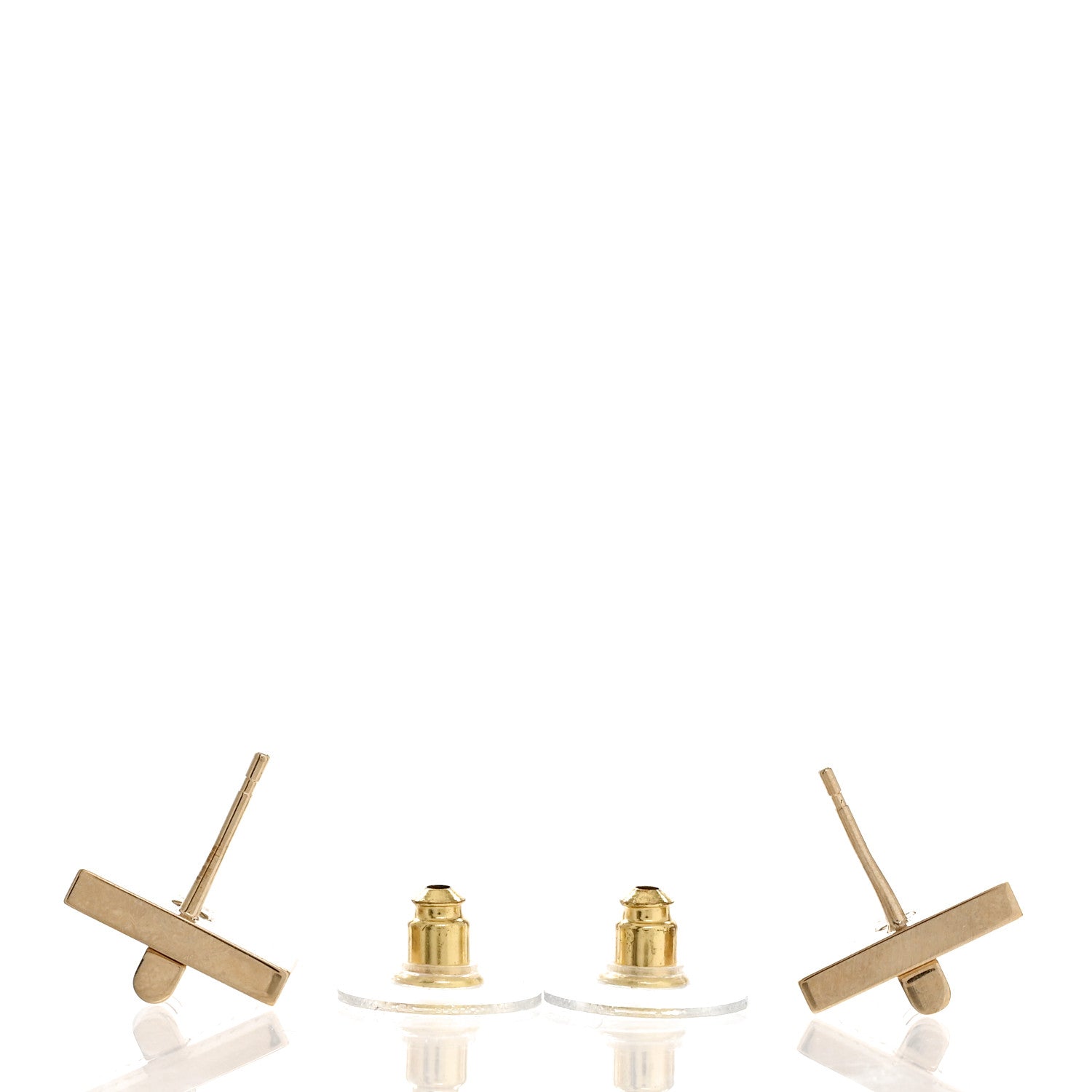 Chanel Metal 2.55 Logo Plate Earrings Gold 4 of 5