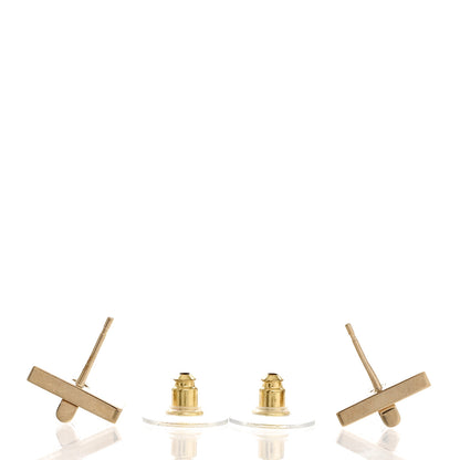 Chanel Metal 2.55 Logo Plate Earrings Gold 4 of 5